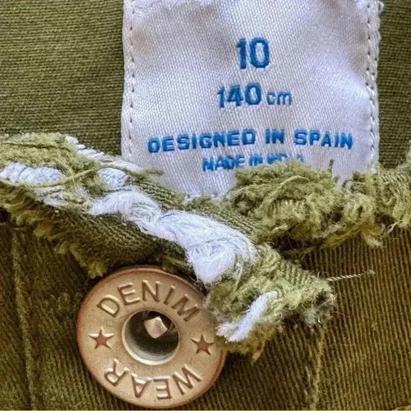 Mayoral Olive Army Green Glam Cotton Blend Denim Girls Jeans Jacket SZ 10 #2036 - Picture 5 of 9